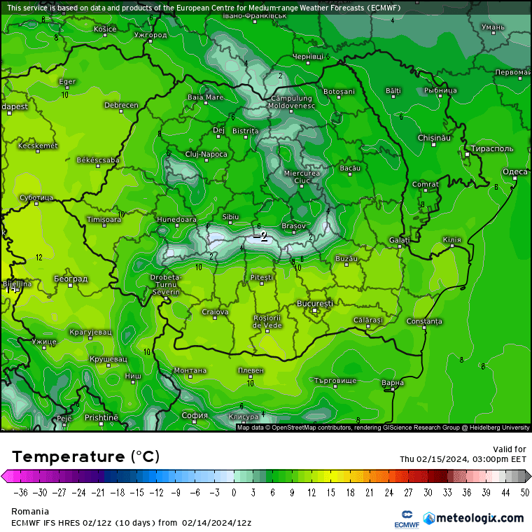 Temperaturi-astazi-13 Prognoza meteo Romania 15 Februarie 2024 (Romania weather forecast)