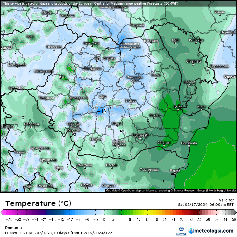 Temperaturi-maine-dimineata-13 Prognoza meteo Romania 16 Februarie 2024 (Romania weather forecast)