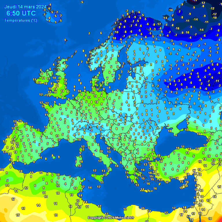 Temperatures-on-Europe-12 Temperatures on Europe this morning - Major cities (Temperaturile în Europa)