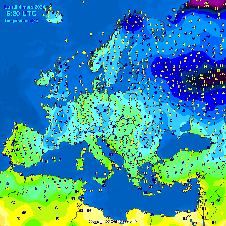 Temperatures-on-Europe-2 Temperatures on Europe this morning - Major cities (Temperaturile în Europa)