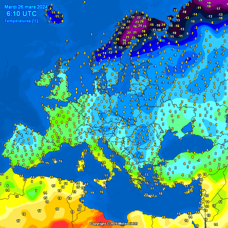 Temperatures-on-Europe-21 Temperatures on Europe this morning - Major cities (Temperaturile în Europa)