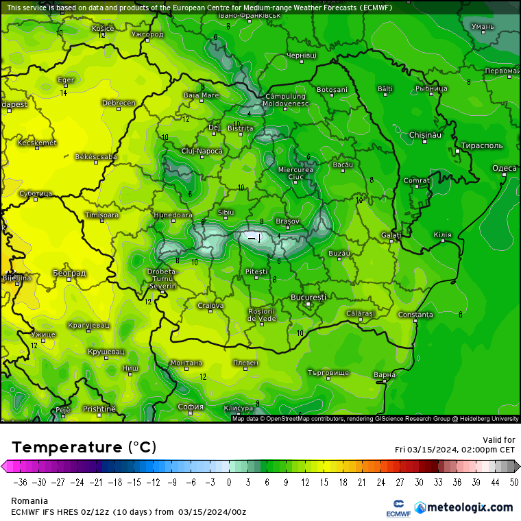 Temperaturi-astazi-12 Prognoza meteo Romania 15 Martie 2024 (Romania weather forecast)