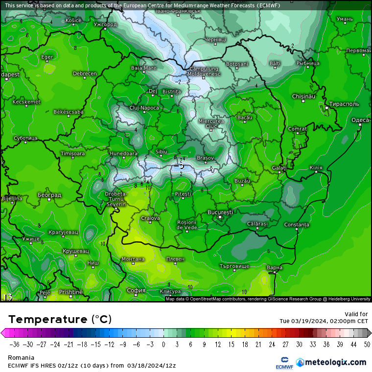 Temperaturi-astazi-15 Prognoza meteo Romania 19 Martie 2024 (Romania weather forecast)