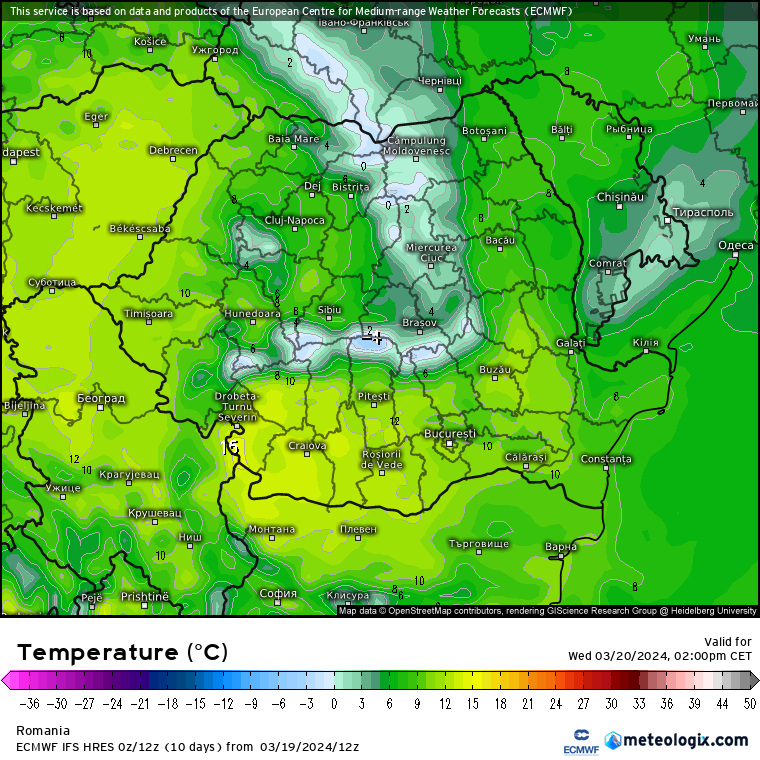 Temperaturi-astazi-16 Prognoza meteo Romania 20 Martie 2024 (Romania weather forecast)