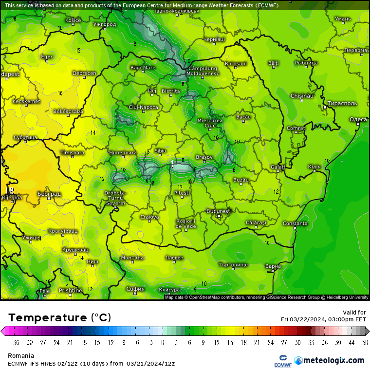 Temperaturi-astazi-18 Prognoza meteo Romania 22 Martie 2024 (Romania weather forecast)