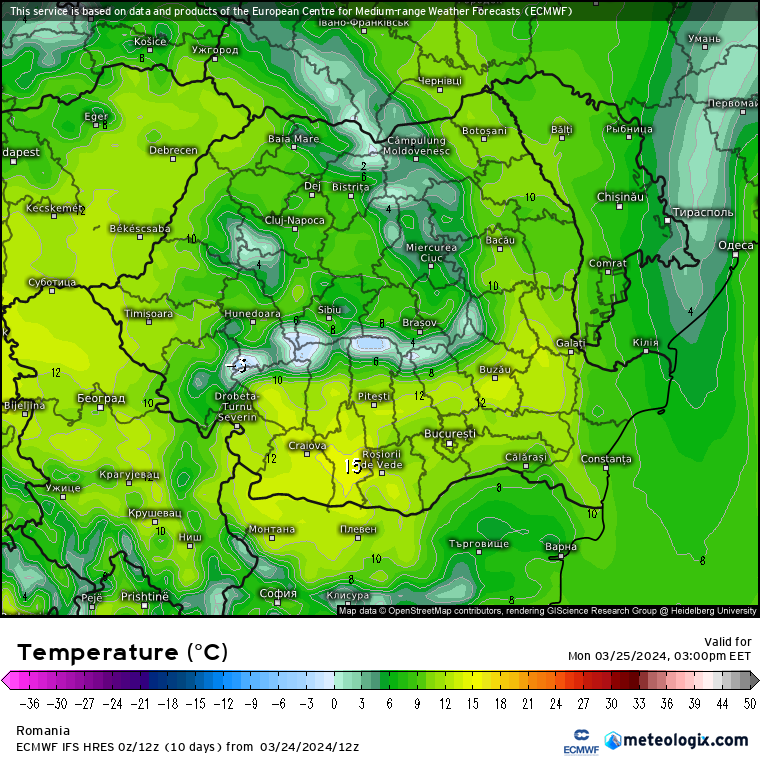 Temperaturi-astazi-20 Prognoza meteo Romania 25 Martie 2024 (Romania weather forecast)