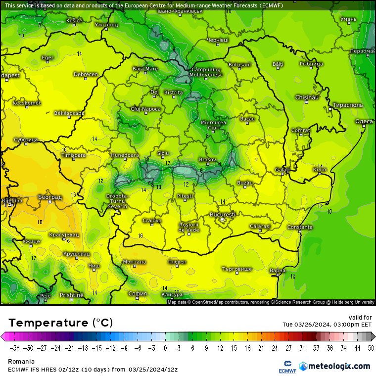 Temperaturi-astazi-21 Prognoza meteo Romania 26 Martie 2024 (Romania weather forecast)