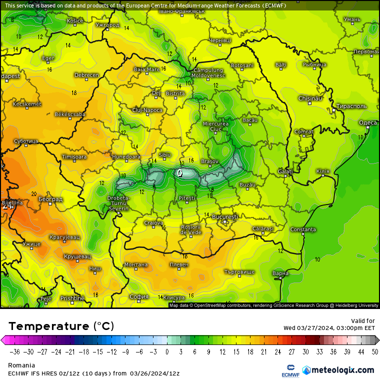 Temperaturi-astazi-22 Prognoza meteo Romania 27 Martie 2024 (Romania weather forecast)