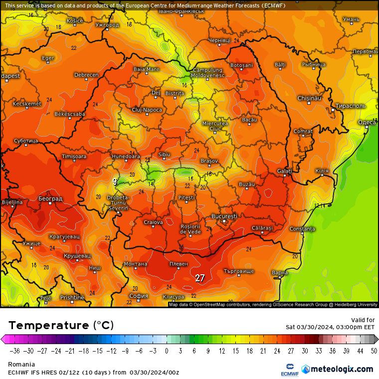 Temperaturi-astazi-25 Prognoza meteo România  30 - 31 Martie 2024 #România