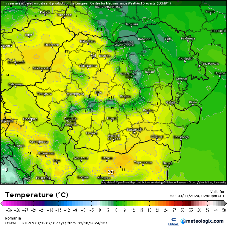 Temperaturi-astazi-8 Prognoza meteo Romania 11 Martie 2024 (Romania weather forecast)