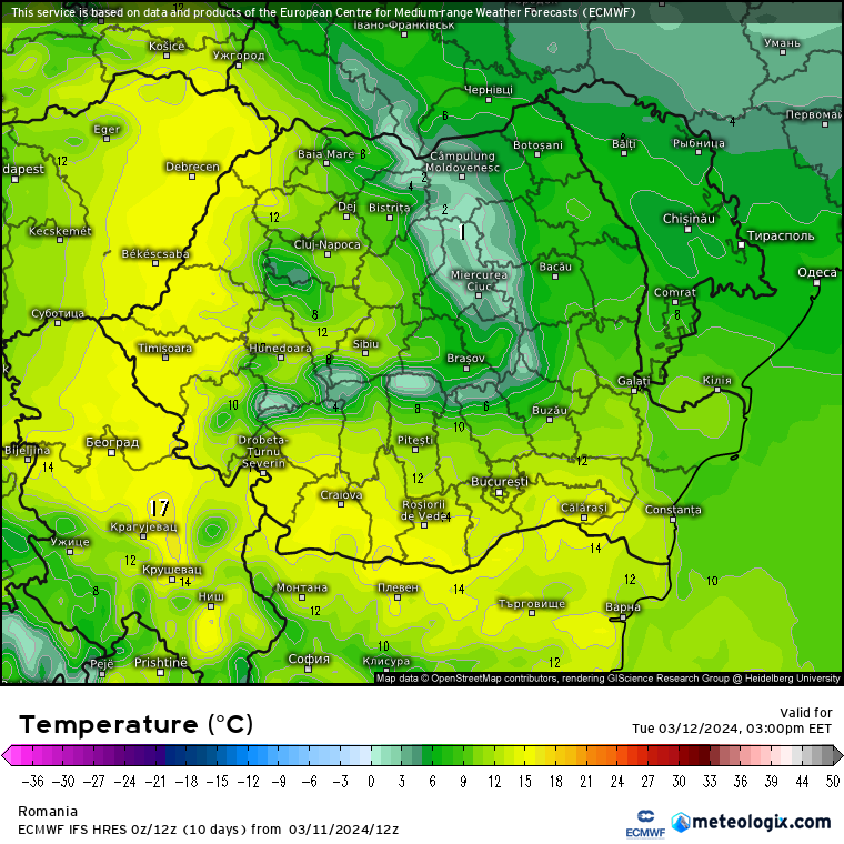 Temperaturi-astazi-9 Prognoza meteo Romania 12 Martie 2024 (Romania weather forecast)