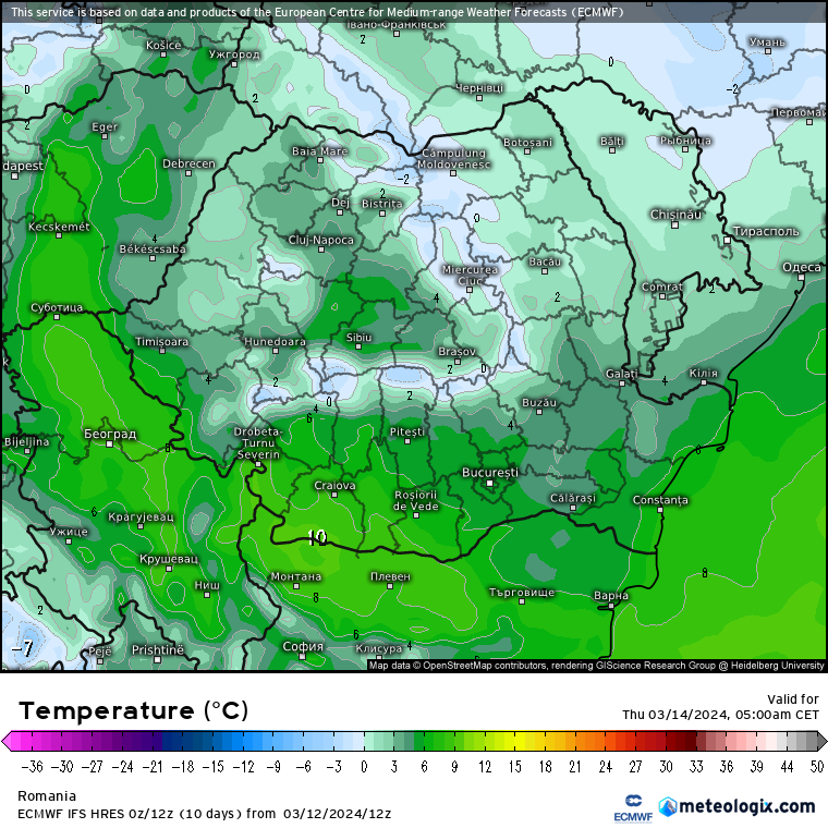 Temperaturi-maine-dimineata-10 Prognoza meteo Romania 13 Martie 2024 (Romania weather forecast)