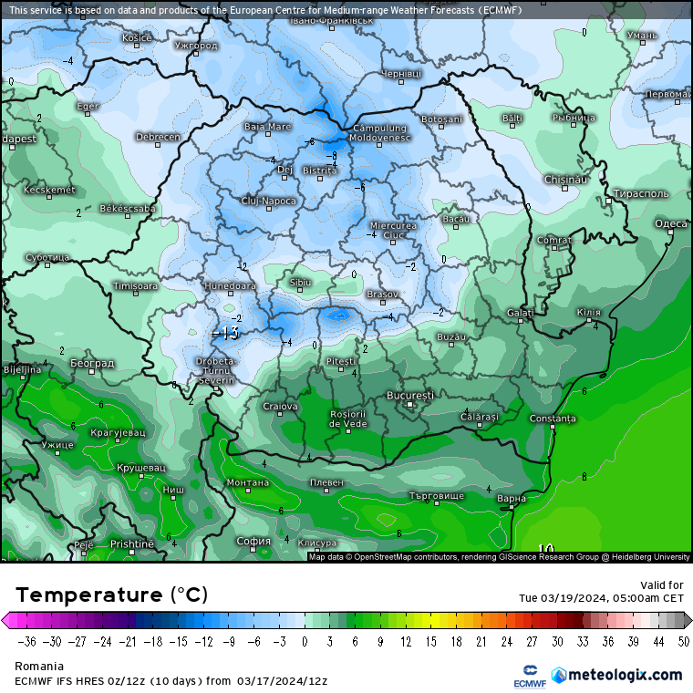 Temperaturi-maine-dimineata-14 Prognoza meteo Romania 18 Martie 2024 (Romania weather forecast)