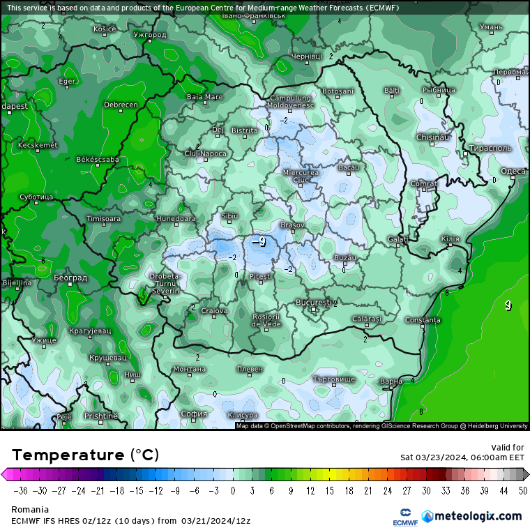 Temperaturi-maine-dimineata-18 Prognoza meteo Romania 22 Martie 2024 (Romania weather forecast)