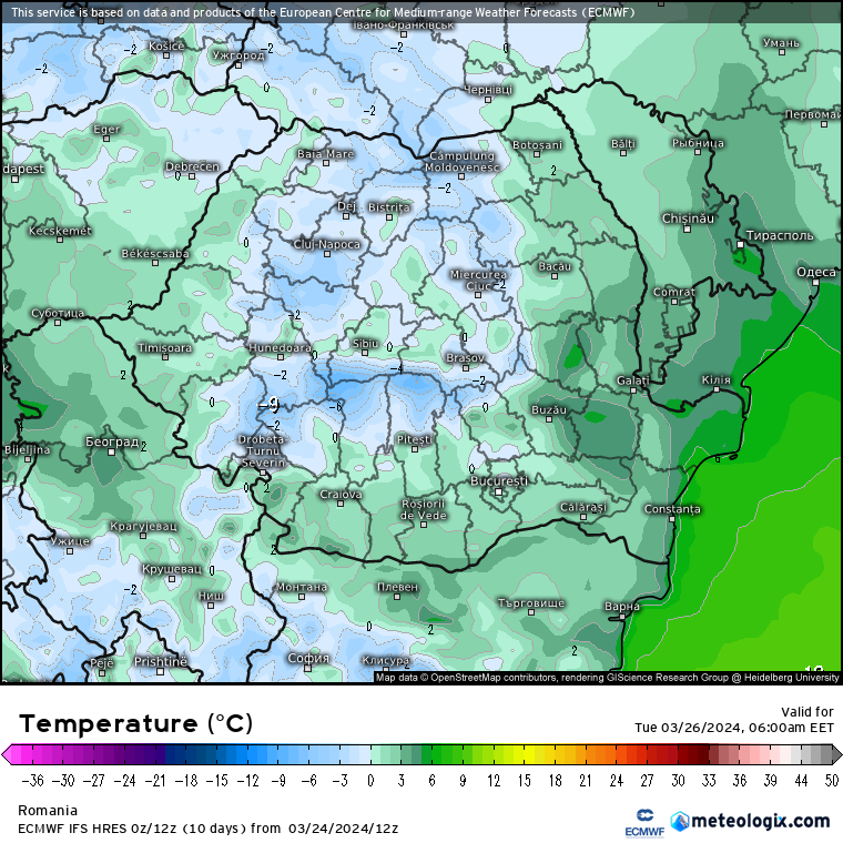 Temperaturi-maine-dimineata-20 Prognoza meteo Romania 25 Martie 2024 (Romania weather forecast)