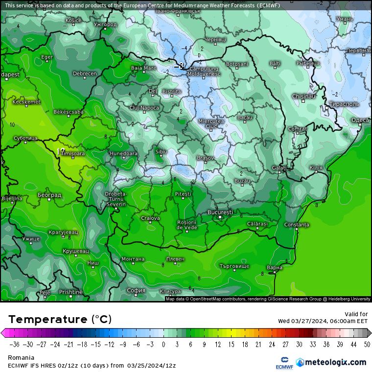 Temperaturi-maine-dimineata-21 Prognoza meteo Romania 26 Martie 2024 (Romania weather forecast)