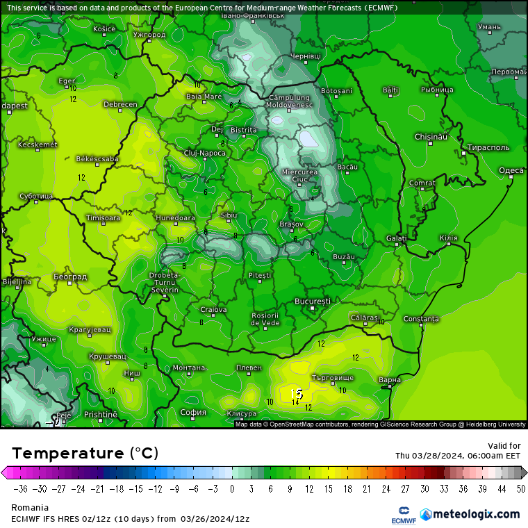 Temperaturi-maine-dimineata-22 Prognoza meteo Romania 27 Martie 2024 (Romania weather forecast)