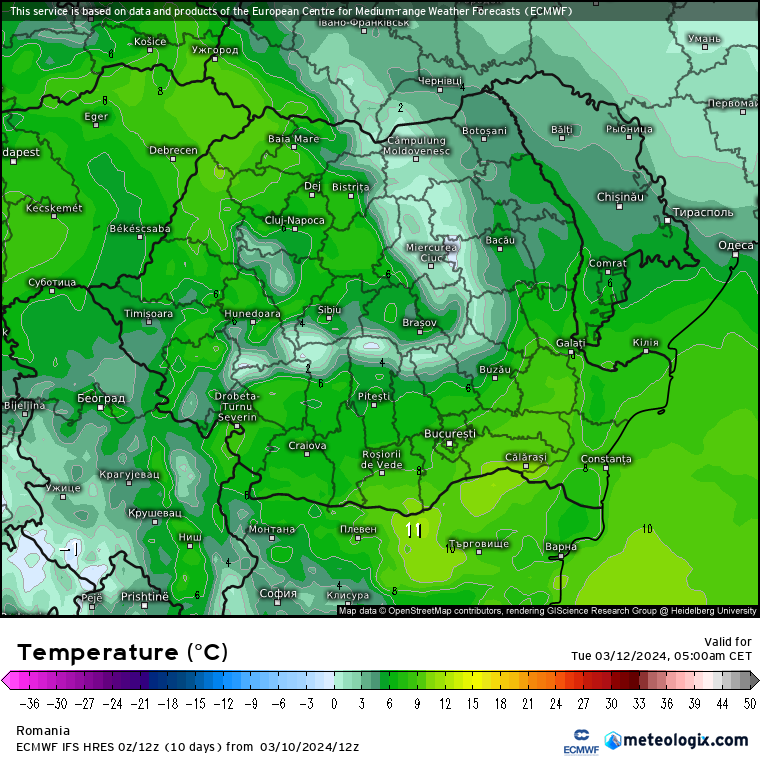 Temperaturi-maine-dimineata-8 Prognoza meteo Romania 11 Martie 2024 (Romania weather forecast)