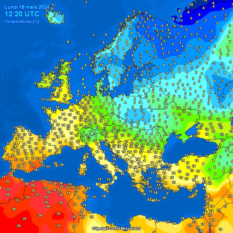 temperatures-Europe-12 Temperatures Europe at noontime (Temperaturile pranzului în Europa)