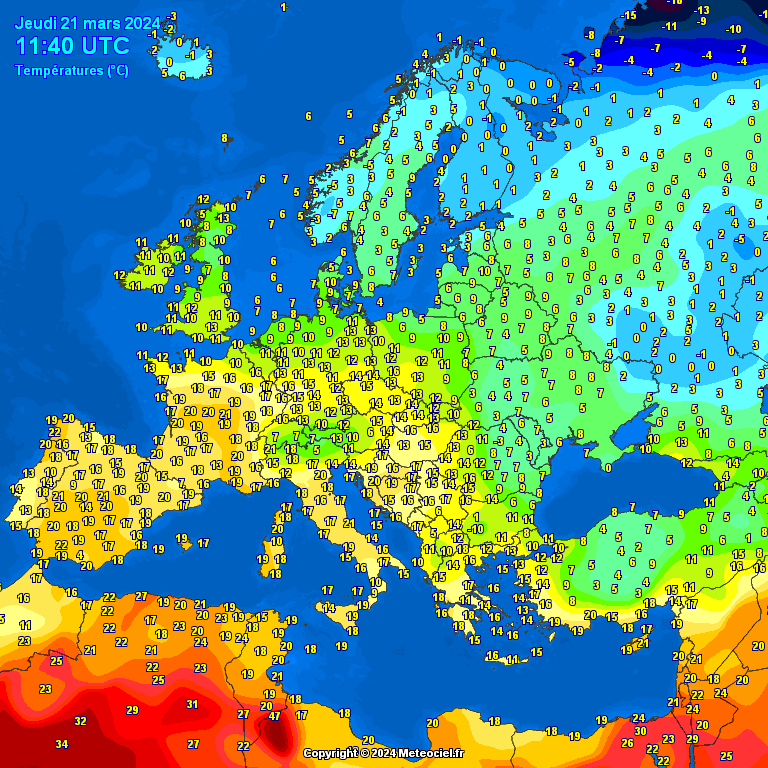 temperatures-Europe-15 Temperatures Europe at noontime (Temperaturile pranzului în Europa)