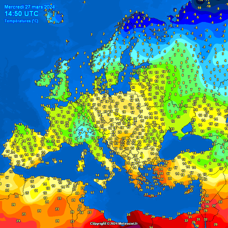 temperatures-Europe-19 Temperatures Europe at noontime (Temperaturile pranzului în Europa)