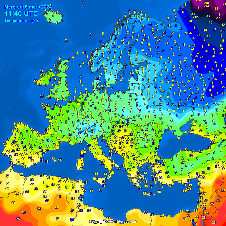 temperatures-Europe-2 Temperatures Europe at noontime (Temperaturile pranzului în Europa)