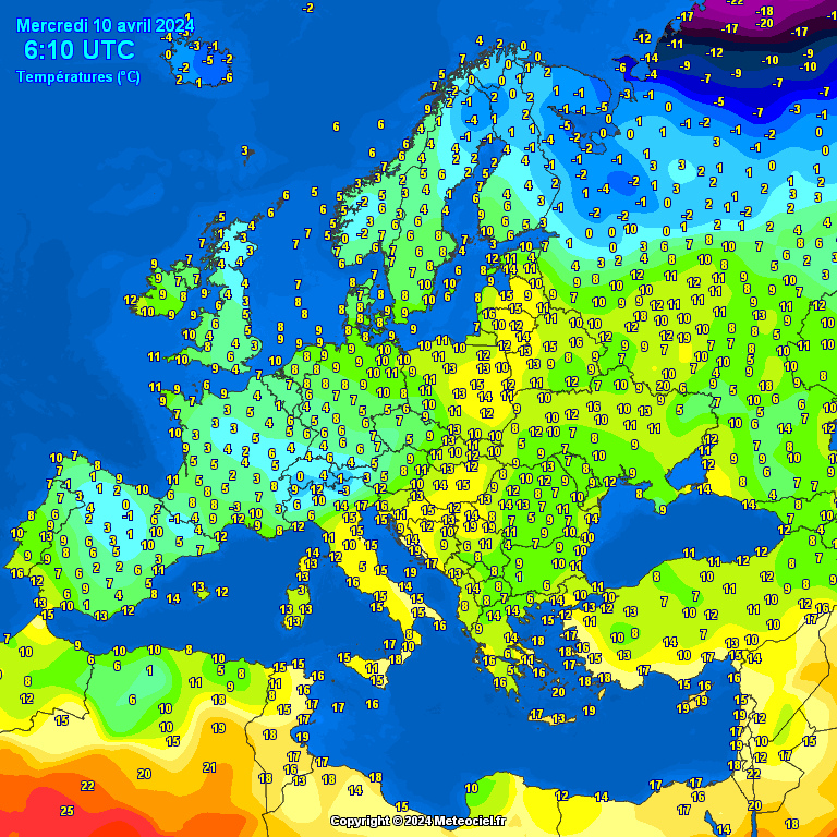 Europe-morning-temperatures- Europe morning temperatures (Temperaturi în Europa)