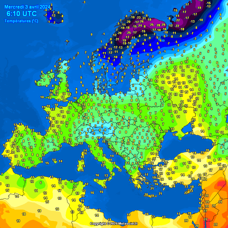 Temperatures-on-Europe-1 Temperatures on Europe this morning - Major cities (Temperaturile în Europa)