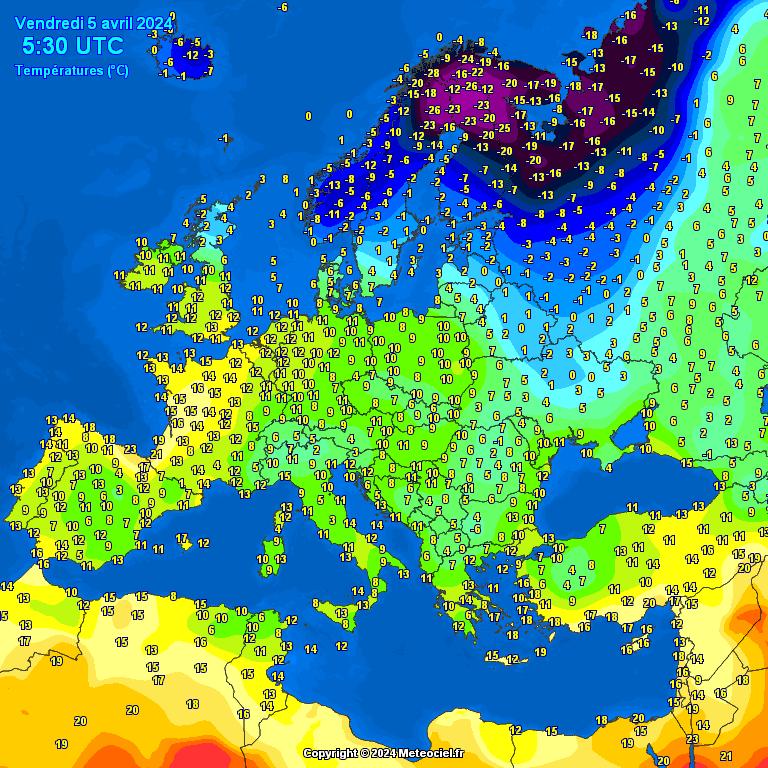 Temperatures-on-Europe-3 Temperatures on Europe this morning - Major cities (Temperaturile în Europa)