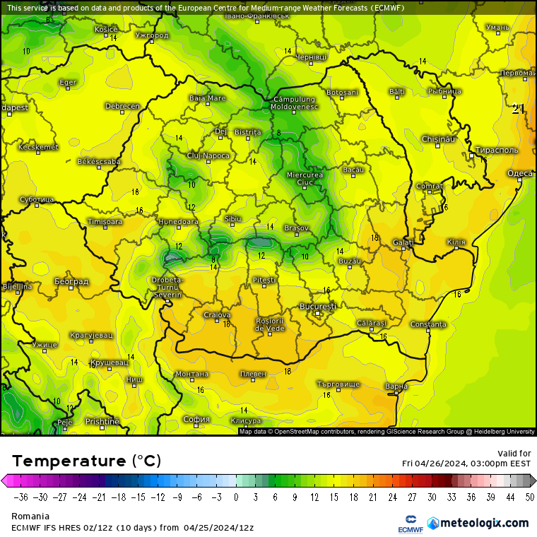 Temperaturi-astazi-22 Prognoza meteo România 26 Aprilie 2024 (Romania forecast)