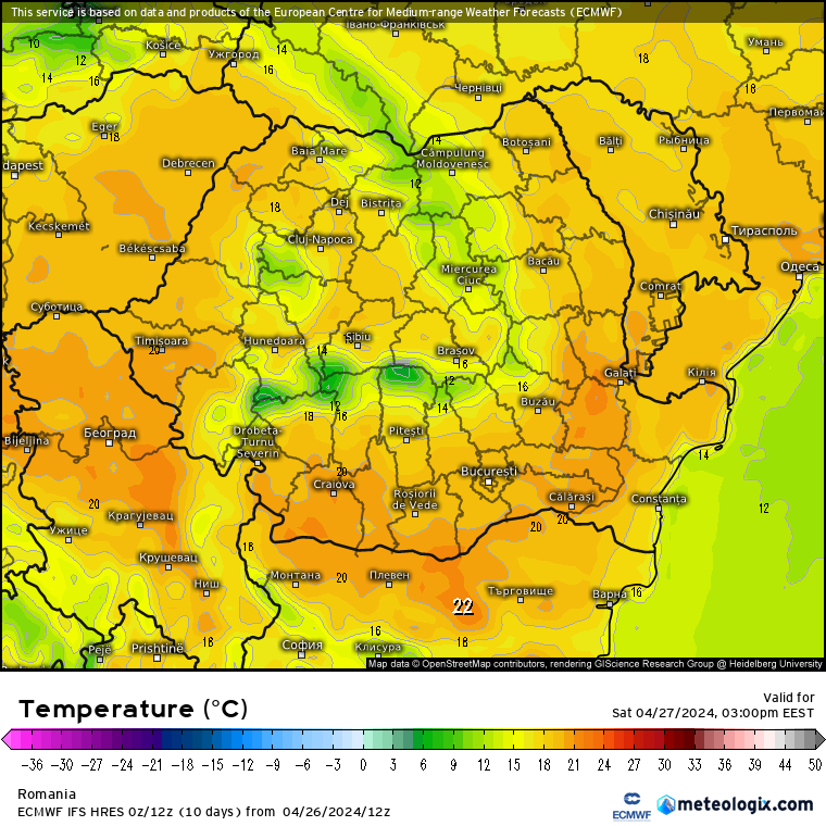 Temperaturi-astazi-23 Prognoza meteo România 27 - 28 Aprilie 2024