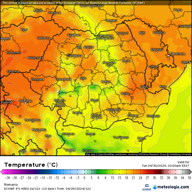 Temperaturi-astazi-25 Prognoza meteo România 30 Aprilie 2024 (Romania forecast)