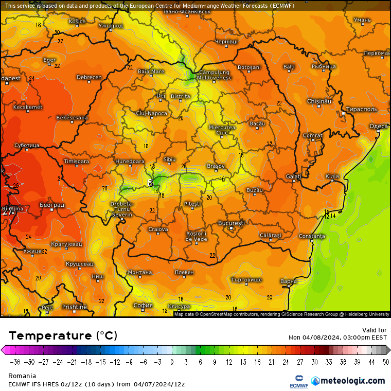 Temperaturi-astazi-6 Prognoza meteo Romania 8 Aprilie 2024 (Romania weather)