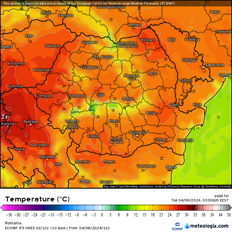 Temperaturi-astazi-7 Prognoza meteo România 9 Aprilie 2024 (Romania forecast)