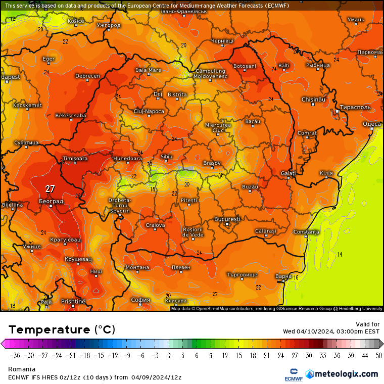 Temperaturi-astazi-8 Prognoza meteo România 10 Aprilie 2024 (Romania forecast)