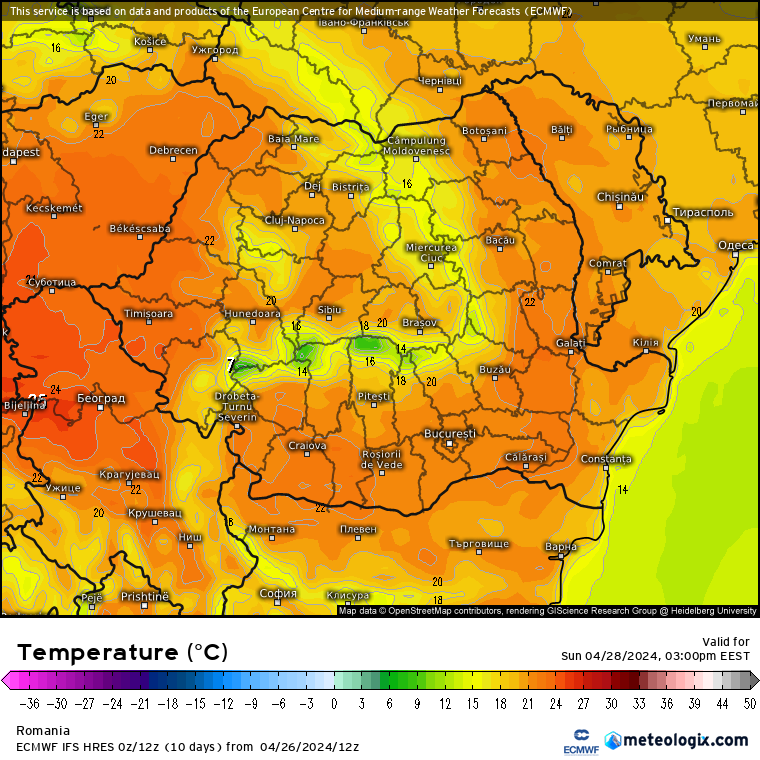 Temperaturi-maine-23 Prognoza meteo România 27 - 28 Aprilie 2024