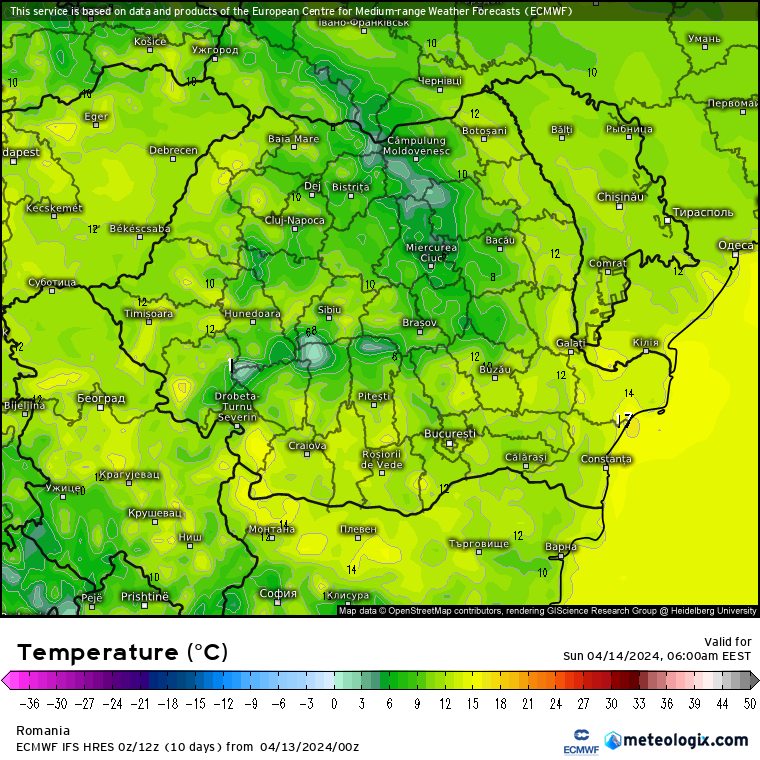 Temperaturi-maine-dimineata-11 Prognoza meteo România 13 - 14 Aprilie 2024