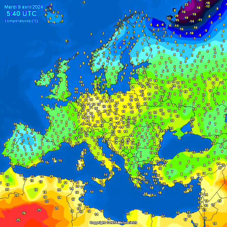 temperatures-1 Europe morning temperatures (Temperaturi în Europa)