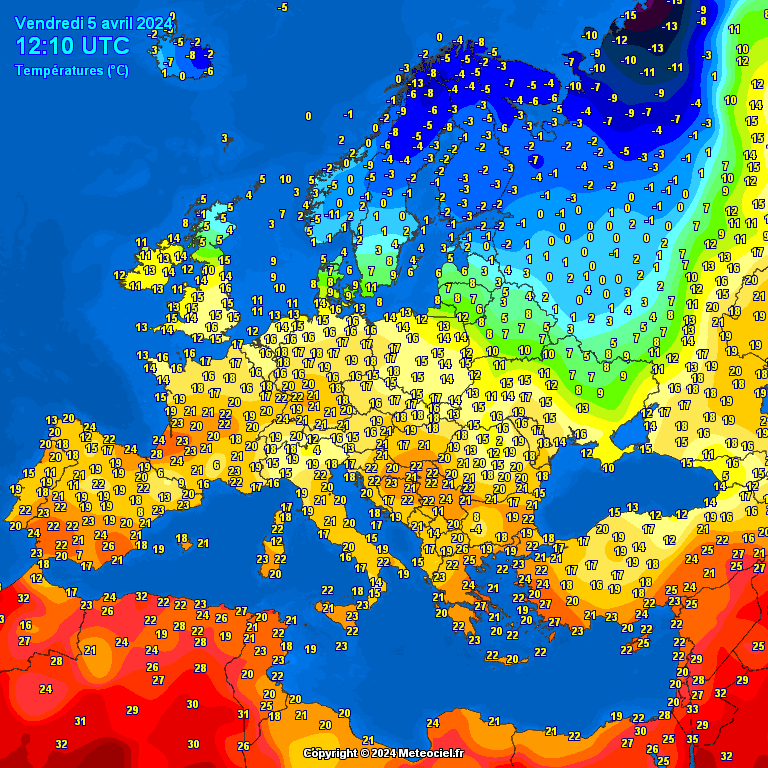 temperatures-Europe-4 Temperatures Europe at noontime (Temperaturile pranzului în Europa)