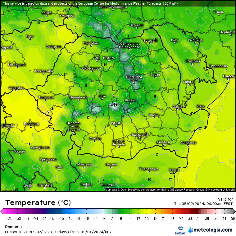 Temperaturi-maine-dimineata Prognoza meteo România 1 Mai 2024 (Romania forecast)