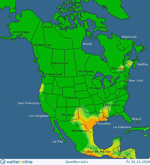 Thunderstorm-Probability_20241101_nam-1 Thunderstorm forecast in Europe, North America and Asia. Warning watch.