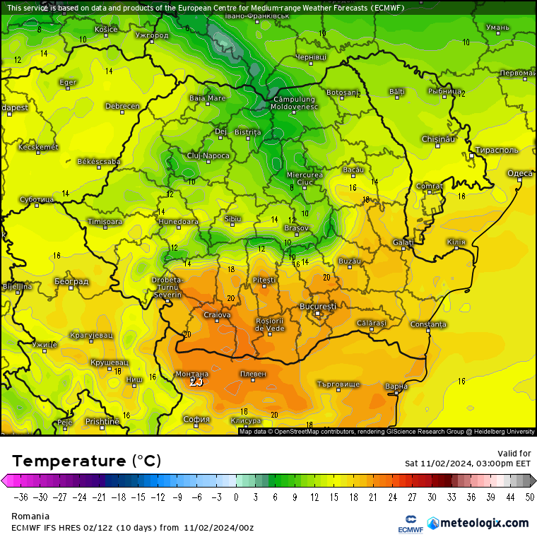 Temperaturi-astazi-1 Prognoza meteo România 2 - 3 Noiebrie 2024. Răcire accentuată a vremii.