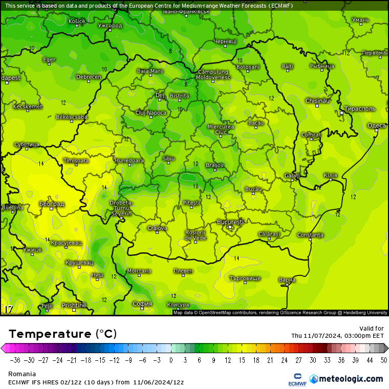 Temperaturi-astazi-4 Prognoza meteo România 7 Noiembrie 2024. Mai rece decât normal dar se încălzește ușor.