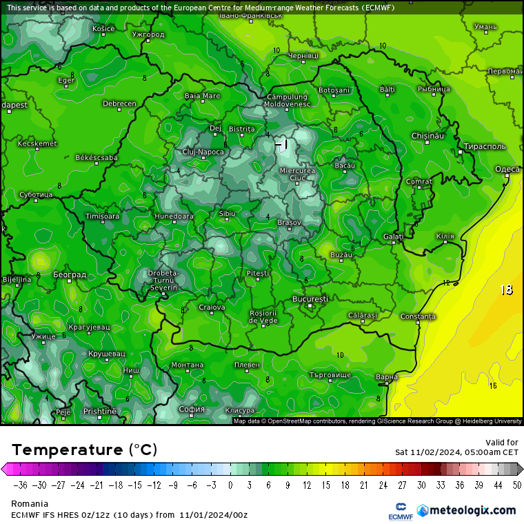 Temperaturi-maine-dimineasta Prognoza meteo România 1 Noiembrie 2024. Valori de temperatura mai ridicate decât în mod normal la această dată.