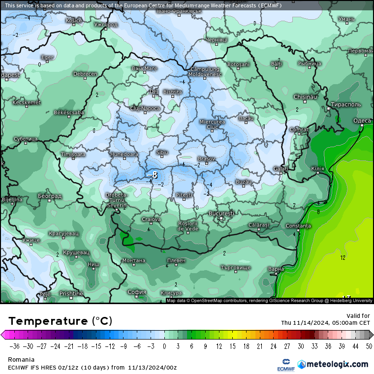 Temperaturi-maine-dimineata-10 Prognoza meteo România 13 Noiembrie 2024. Mai rece decât normal dar se încălzește ușor.