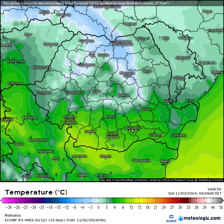 Temperaturi-maine-dimineata Prognoza meteo România 2 - 3 Noiebrie 2024. Răcire accentuată a vremii.