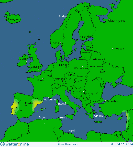 Thunderstorm-Probability_20241104_europe Thunderstorm forecast in Europe, North America and Asia. Warning watch.