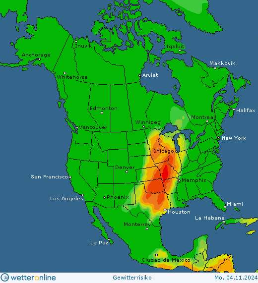 Thunderstorm-Probability_20241104_nam Thunderstorm forecast in Europe, North America and Asia. Warning watch.