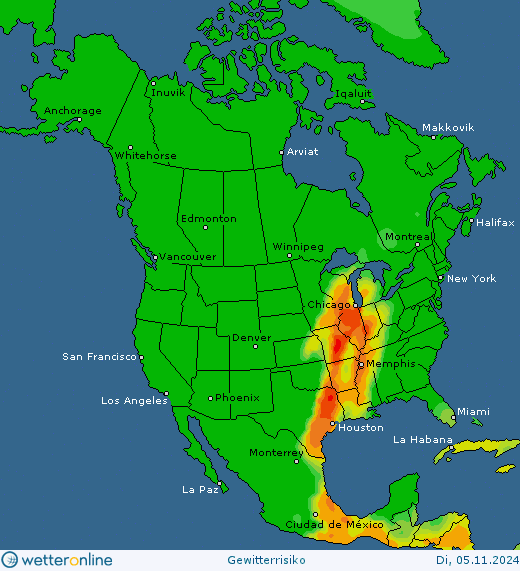 Thunderstorm-Probability_20241105_nam-1 Thunderstorm forecast in Europe, North America and Asia. Warning watch.