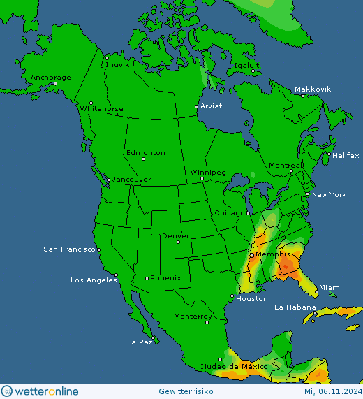 Thunderstorm-Probability_20241106_nam-1 Thunderstorm forecast in Europe, North America and Asia. Warning watch.